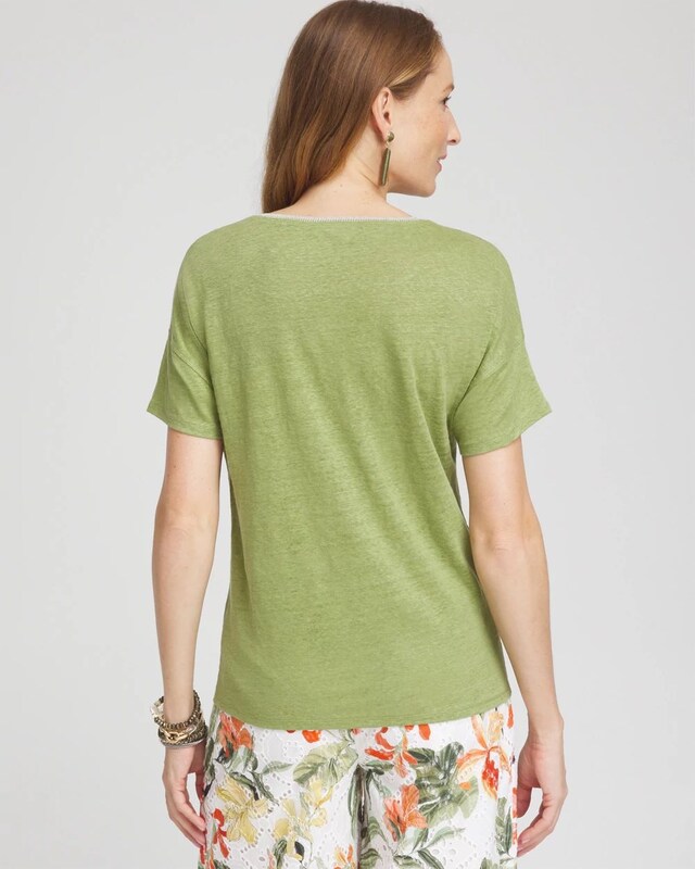 Linen Sweater Trim Tee - image 3